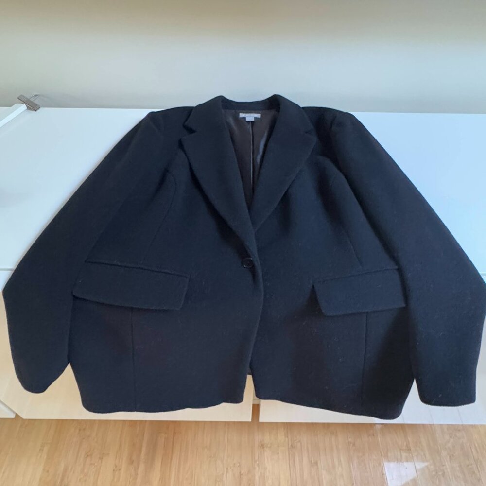Nordstrom Classic Black Wool Oversized Blazer / Half-Coat View 5
